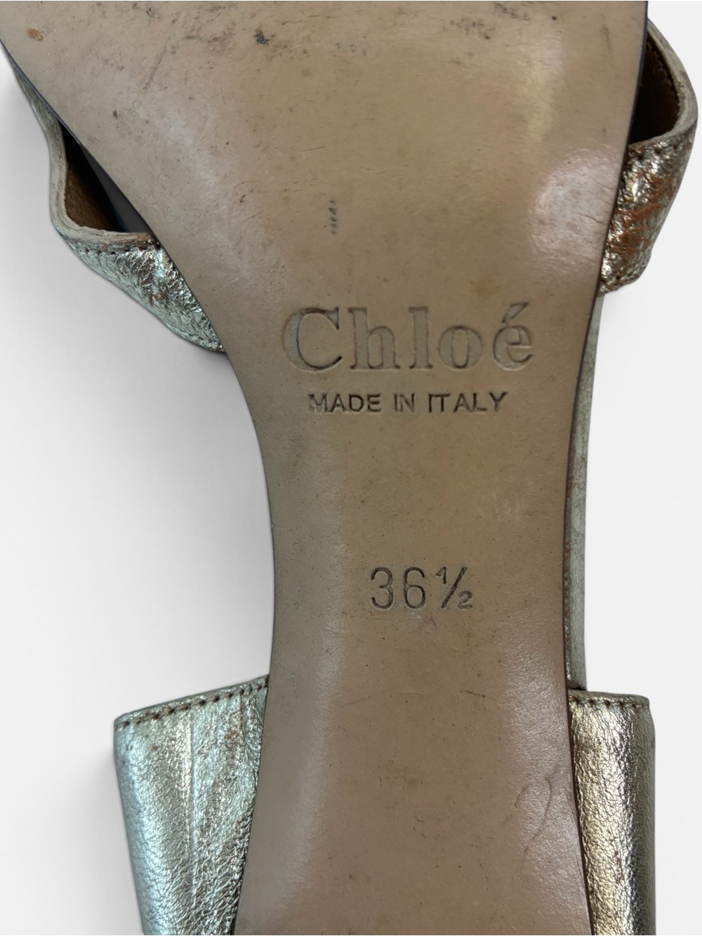 Chloé Metallic Gold Leather Braided Sandal Heels - Picture 7 of 7